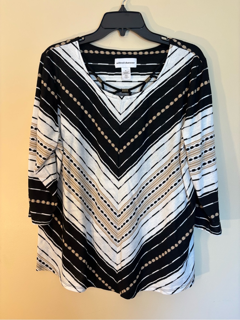 Alfred Dunner Black & White Striped Top